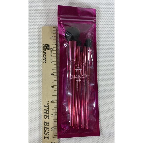 Shaina B Miami 5-Piece Makeup Brush Set B Fab In Pink Face Blush Eyeshadow NEW - Picture 4 of 4